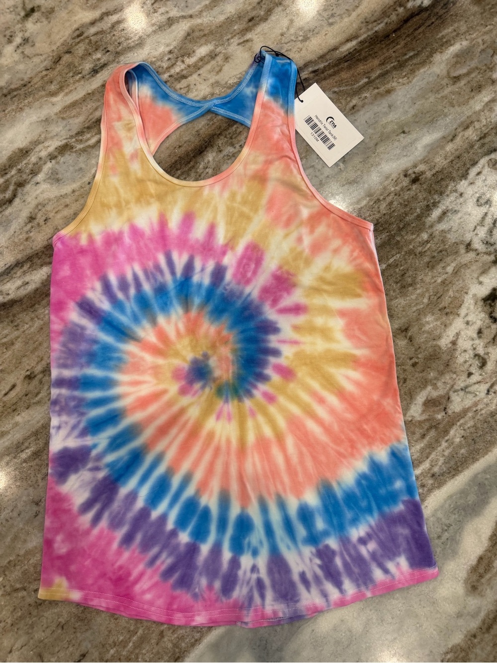 Womens Tie-Dye Racerback One-Piece Tank Top - Multicolor